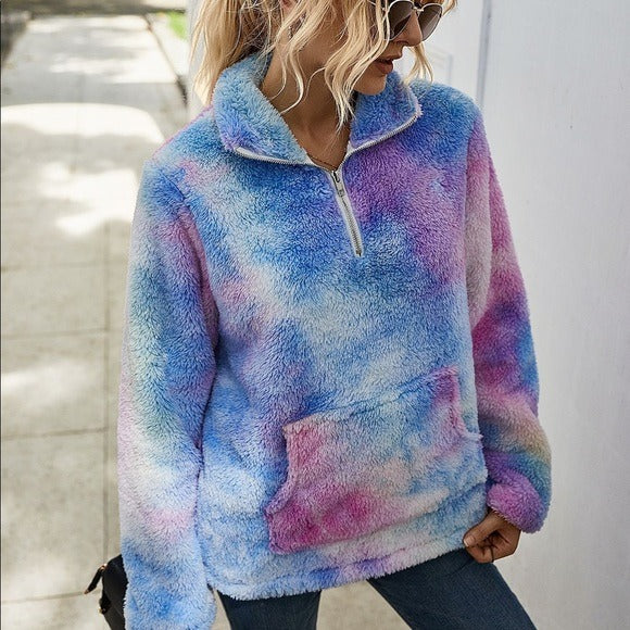 Soft Tie Dye Sherpa Fleece Sweatshirt Light – Stunning Mystery