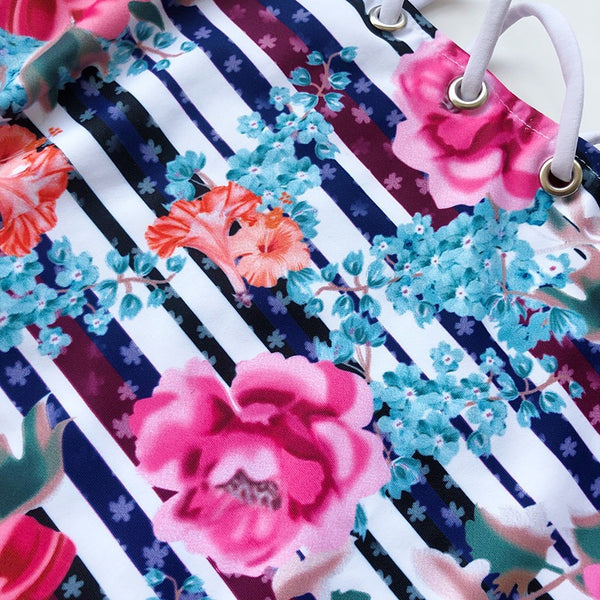 Floral Side Lace Tie One Piece Swimwear