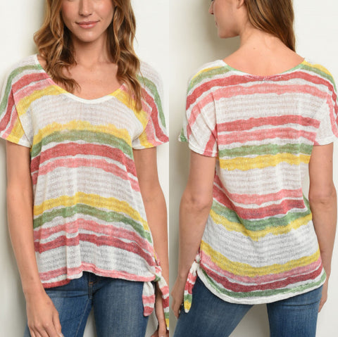 Multi-color Stripes Knitted Top