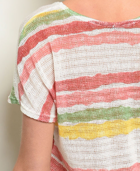 Multi-color Stripes Knitted Top
