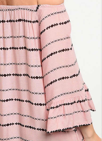 Pink Off The Shoulder Midi Dress